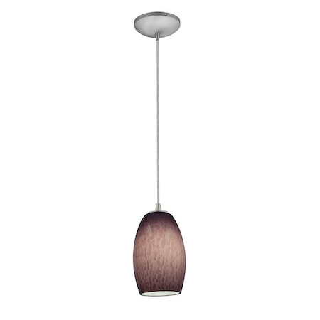 Chianti, Pendant, Brushed Steel Finish, Purple Cloud Glass